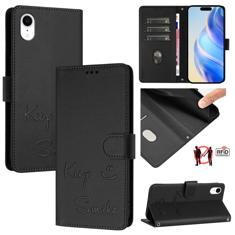 Smile Prägung RFID Leder-Handyhülle, Für iPhone 11 Pro Max, Für iPhone 11, Für iPhone 11 Pro, Für iPod Touch 7 / 6 / 5, Für iPhone X / XS, Für iPhone XR, Für iPhone XS Max, Für iPhone 8 Plus / 7 Plus