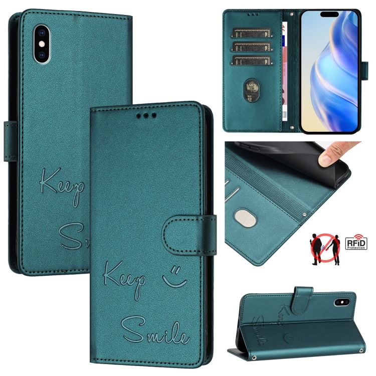 Smile Prägung RFID Leder-Handyhülle, Für iPhone 11 Pro Max, Für iPhone 11, Für iPhone 11 Pro, Für iPod Touch 7 / 6 / 5, Für iPhone X / XS, Für iPhone XR, Für iPhone XS Max, Für iPhone 8 Plus / 7 Plus
