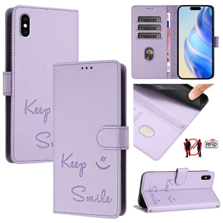 Smile Prägung RFID Leder-Handyhülle, Für iPhone 11 Pro Max, Für iPhone 11, Für iPhone 11 Pro, Für iPod Touch 7 / 6 / 5, Für iPhone X / XS, Für iPhone XR, Für iPhone XS Max, Für iPhone 8 Plus / 7 Plus
