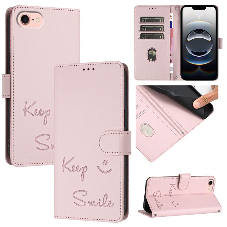 RFID-Lederhandyhülle mit Smile-Prägung, für iPhone 17 Pro Max, für iPhone 17 Pro, für iPhone 17, für iPhone Air, für iPhone SE 2024, für iPhone 16 Pro Max, für iPhone 16 Pro, für iPhone 16 Plus