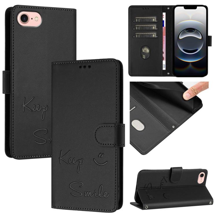 RFID-Lederhandyhülle mit Smile-Prägung, für iPhone 17 Pro Max, für iPhone 17 Pro, für iPhone 17, für iPhone Air, für iPhone SE 2024, für iPhone 16 Pro Max, für iPhone 16 Pro, für iPhone 16 Plus