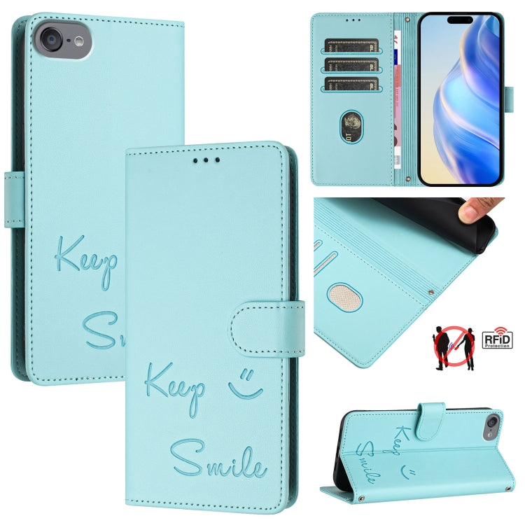 Smile Prägung RFID Leder-Handyhülle, Für iPhone 11 Pro Max, Für iPhone 11, Für iPhone 11 Pro, Für iPod Touch 7 / 6 / 5, Für iPhone X / XS, Für iPhone XR, Für iPhone XS Max, Für iPhone 8 Plus / 7 Plus