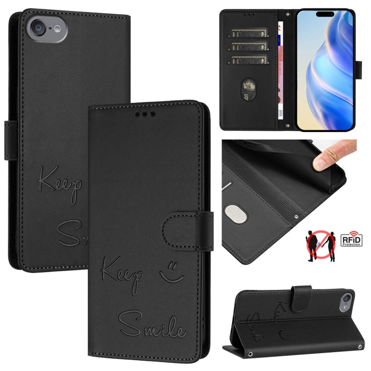 Smile Prägung RFID Leder-Handyhülle, Für iPhone 11 Pro Max, Für iPhone 11, Für iPhone 11 Pro, Für iPod Touch 7 / 6 / 5, Für iPhone X / XS, Für iPhone XR, Für iPhone XS Max, Für iPhone 8 Plus / 7 Plus