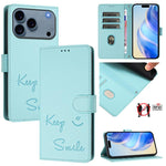RFID-Lederhandyhülle mit Smile-Prägung, für iPhone 17 Pro Max, für iPhone 17 Pro, für iPhone 17, für iPhone Air, für iPhone SE 2024, für iPhone 16 Pro Max, für iPhone 16 Pro, für iPhone 16 Plus