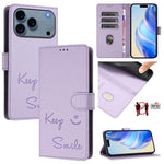 RFID-Lederhandyhülle mit Smile-Prägung, für iPhone 17 Pro Max, für iPhone 17 Pro, für iPhone 17, für iPhone Air, für iPhone SE 2024, für iPhone 16 Pro Max, für iPhone 16 Pro, für iPhone 16 Plus