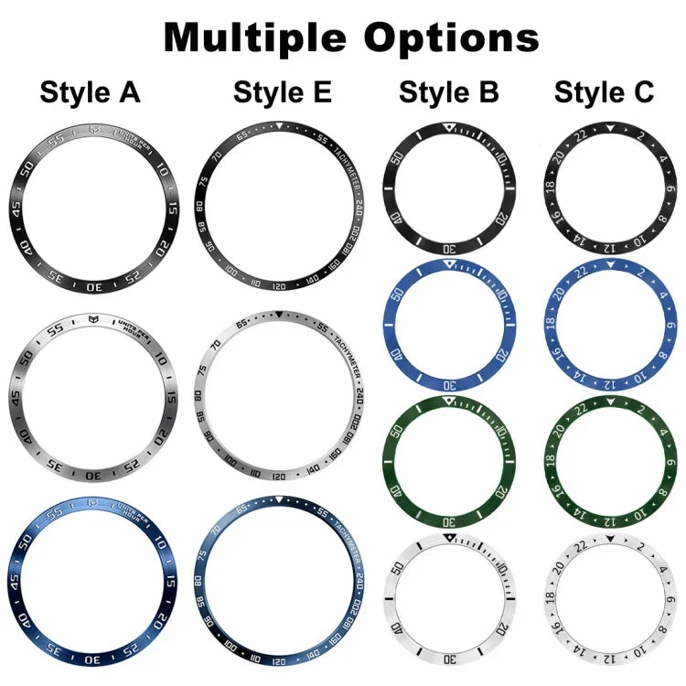 Smartwatch-Zifferblatt im Stil E mit Edelstahl-Lünettenring, passend für Samsung Galaxy Watch Ultra 47 mm, Samsung Galaxy Watch 7 44 mm und Samsung Galaxy Watch 7 40 mm