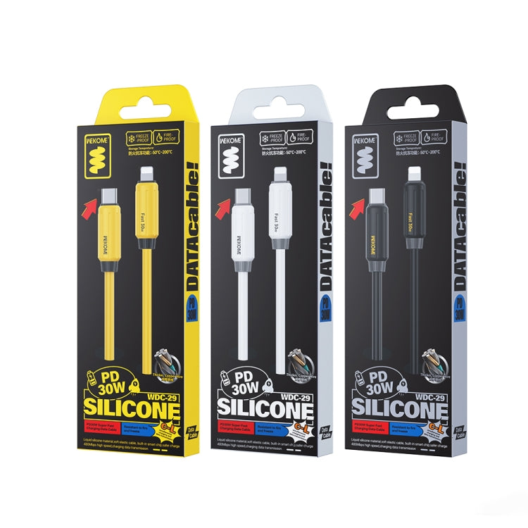 WK WDC-29 Elastisches echtes Silikon 1m PD30W Typ-C auf 8-Pin Schnelllade-Datenkabel, WDC-29