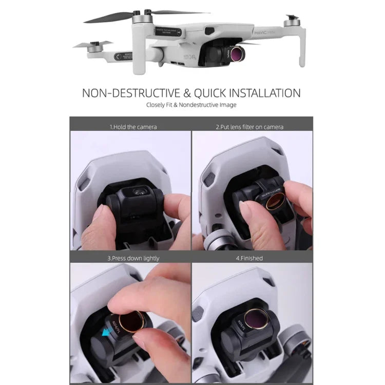 Sunnylife MM-FI9256 For DJI Mavic mini 4 In 1 Drone ND4+ND8+ND16+ND32 Lens Filter, ND4+ND8+ND16+ND32