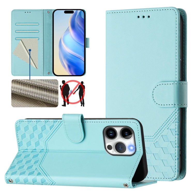 Wabenprägung RFID Leder-Handyhülle, Für iPhone 14 Pro Max, Für iPhone SE 2022 / 2020 / 8 / 7, Für iPhone 13 Pro Max, Für iPhone 13 Pro, Für iPhone 13 mini, Für iPhone 12 / 12 Pro, Für iPhone 12 Pro Max, Für iPhone 12 mini