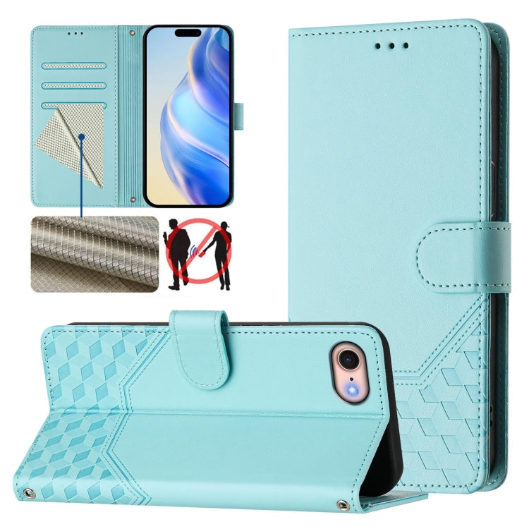 Wabenprägung RFID Leder-Handyhülle, Für iPhone 14 Pro Max, Für iPhone SE 2022 / 2020 / 8 / 7, Für iPhone 13 Pro Max, Für iPhone 13 Pro, Für iPhone 13 mini, Für iPhone 12 / 12 Pro, Für iPhone 12 Pro Max, Für iPhone 12 mini