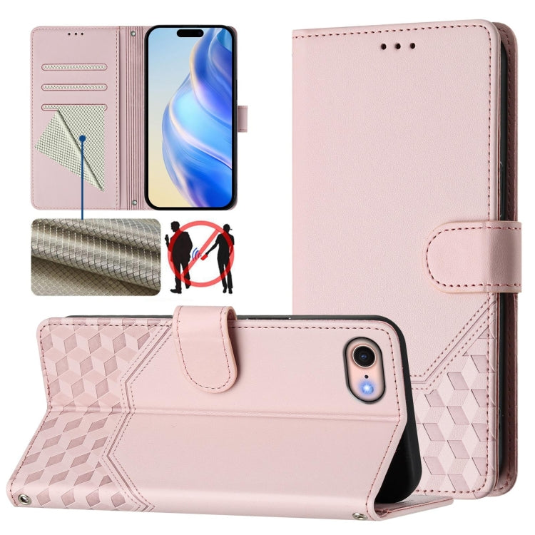 Wabenprägung RFID Leder-Handyhülle, Für iPhone 14 Pro Max, Für iPhone SE 2022 / 2020 / 8 / 7, Für iPhone 13 Pro Max, Für iPhone 13 Pro, Für iPhone 13 mini, Für iPhone 12 / 12 Pro, Für iPhone 12 Pro Max, Für iPhone 12 mini