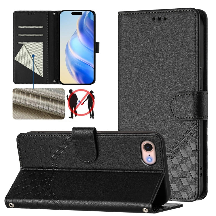 Wabenprägung RFID Leder-Handyhülle, Für iPhone 14 Pro Max, Für iPhone SE 2022 / 2020 / 8 / 7, Für iPhone 13 Pro Max, Für iPhone 13 Pro, Für iPhone 13 mini, Für iPhone 12 / 12 Pro, Für iPhone 12 Pro Max, Für iPhone 12 mini