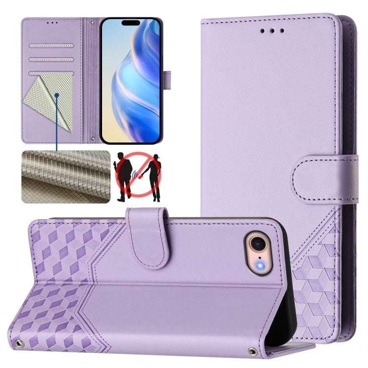 Wabenprägung RFID Leder-Handyhülle, Für iPhone 14 Pro Max, Für iPhone SE 2022 / 2020 / 8 / 7, Für iPhone 13 Pro Max, Für iPhone 13 Pro, Für iPhone 13 mini, Für iPhone 12 / 12 Pro, Für iPhone 12 Pro Max, Für iPhone 12 mini