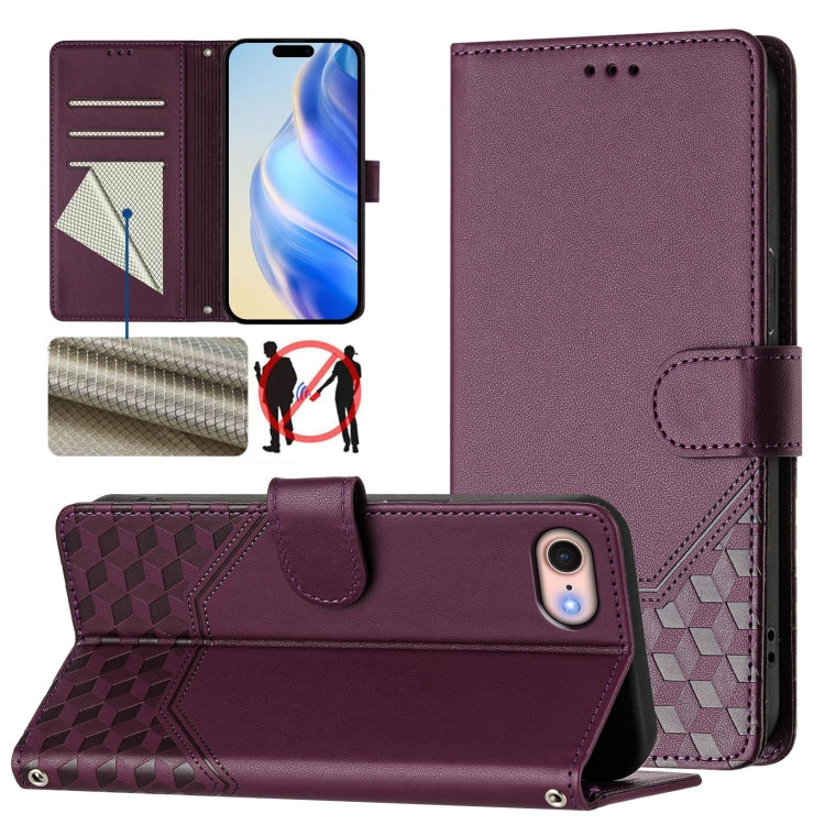 Wabenprägung RFID Leder-Handyhülle, Für iPhone 14 Pro Max, Für iPhone SE 2022 / 2020 / 8 / 7, Für iPhone 13 Pro Max, Für iPhone 13 Pro, Für iPhone 13 mini, Für iPhone 12 / 12 Pro, Für iPhone 12 Pro Max, Für iPhone 12 mini