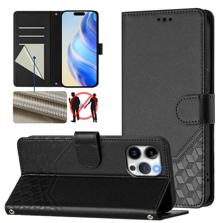 Wabenprägung RFID Leder-Handyhülle, Für iPhone 14 Pro Max, Für iPhone SE 2022 / 2020 / 8 / 7, Für iPhone 13 Pro Max, Für iPhone 13 Pro, Für iPhone 13 mini, Für iPhone 12 / 12 Pro, Für iPhone 12 Pro Max, Für iPhone 12 mini