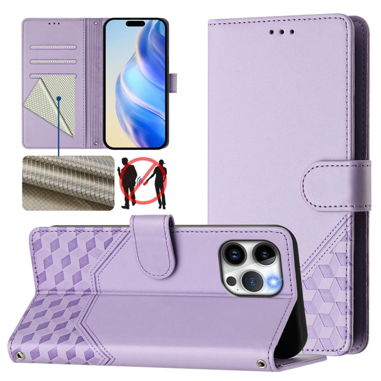 Wabenprägung RFID Leder-Handyhülle, Für iPhone 14 Pro Max, Für iPhone SE 2022 / 2020 / 8 / 7, Für iPhone 13 Pro Max, Für iPhone 13 Pro, Für iPhone 13 mini, Für iPhone 12 / 12 Pro, Für iPhone 12 Pro Max, Für iPhone 12 mini