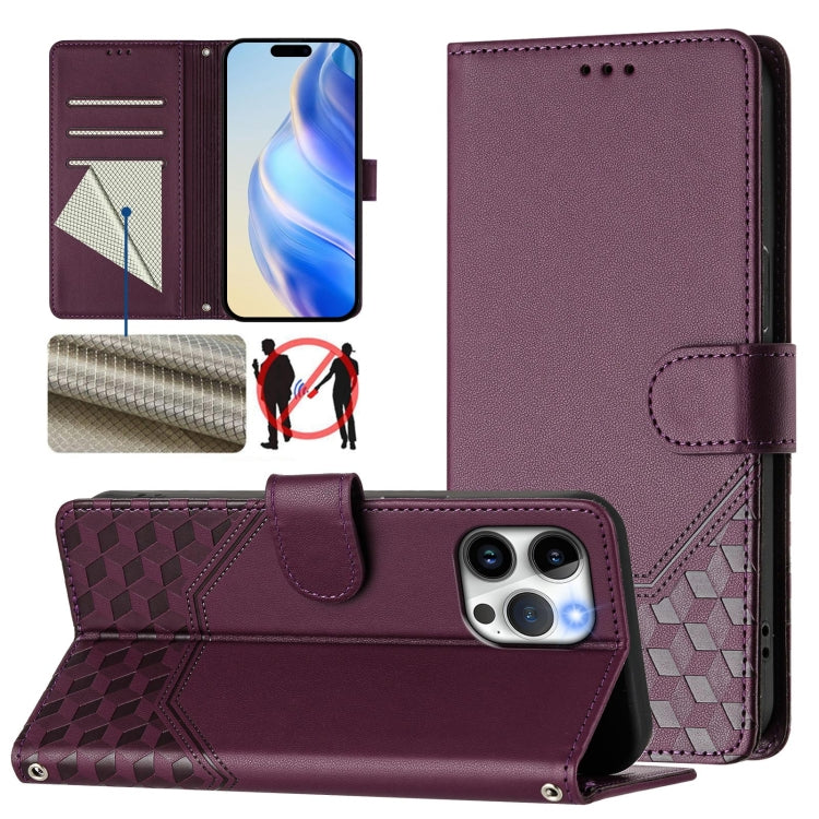Wabenprägung RFID Leder-Handyhülle, Für iPhone 14 Pro Max, Für iPhone SE 2022 / 2020 / 8 / 7, Für iPhone 13 Pro Max, Für iPhone 13 Pro, Für iPhone 13 mini, Für iPhone 12 / 12 Pro, Für iPhone 12 Pro Max, Für iPhone 12 mini