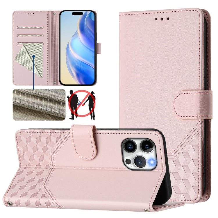 Wabenprägung RFID Leder-Handyhülle, Für iPhone 14 Pro Max, Für iPhone SE 2022 / 2020 / 8 / 7, Für iPhone 13 Pro Max, Für iPhone 13 Pro, Für iPhone 13 mini, Für iPhone 12 / 12 Pro, Für iPhone 12 Pro Max, Für iPhone 12 mini
