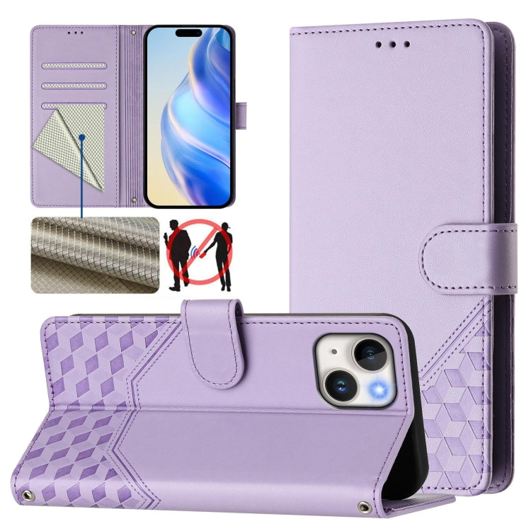 Wabenprägung RFID Leder-Handyhülle, Für iPhone 14 Pro Max, Für iPhone SE 2022 / 2020 / 8 / 7, Für iPhone 13 Pro Max, Für iPhone 13 Pro, Für iPhone 13 mini, Für iPhone 12 / 12 Pro, Für iPhone 12 Pro Max, Für iPhone 12 mini