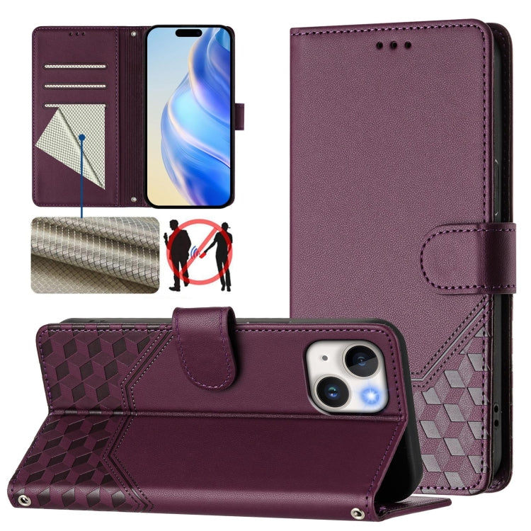 Wabenprägung RFID Leder-Handyhülle, Für iPhone 14 Pro Max, Für iPhone SE 2022 / 2020 / 8 / 7, Für iPhone 13 Pro Max, Für iPhone 13 Pro, Für iPhone 13 mini, Für iPhone 12 / 12 Pro, Für iPhone 12 Pro Max, Für iPhone 12 mini