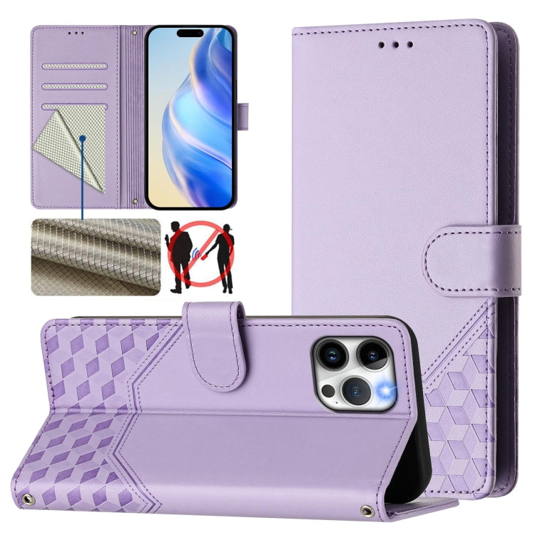 Wabenprägung RFID Leder-Handyhülle, Für iPhone 14 Pro Max, Für iPhone SE 2022 / 2020 / 8 / 7, Für iPhone 13 Pro Max, Für iPhone 13 Pro, Für iPhone 13 mini, Für iPhone 12 / 12 Pro, Für iPhone 12 Pro Max, Für iPhone 12 mini