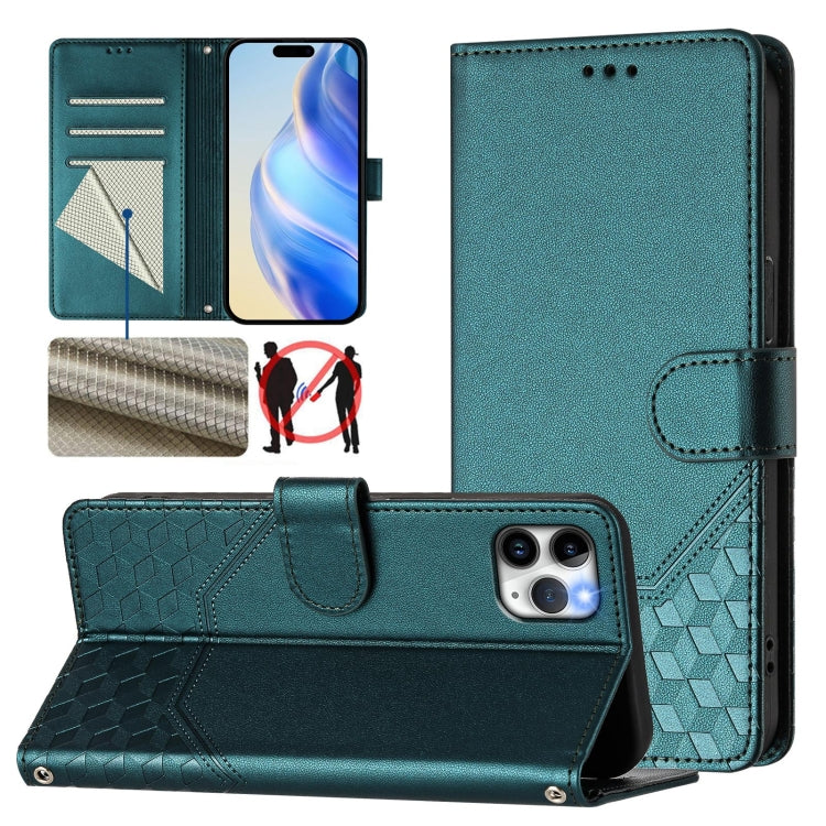 Wabenprägung RFID Leder-Handyhülle, Für iPhone 11 Pro Max, Für iPhone 11, Für iPhone 11 Pro, Für iPhone X / XS, Für iPhone XR, Für iPhone XS Max, Für iPhone 8 Plus / 7 Plus