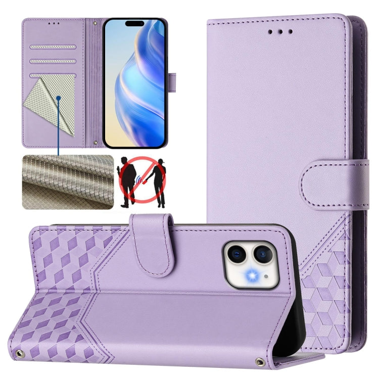 Wabenprägung RFID Leder-Handyhülle, Für iPhone 11 Pro Max, Für iPhone 11, Für iPhone 11 Pro, Für iPhone X / XS, Für iPhone XR, Für iPhone XS Max, Für iPhone 8 Plus / 7 Plus