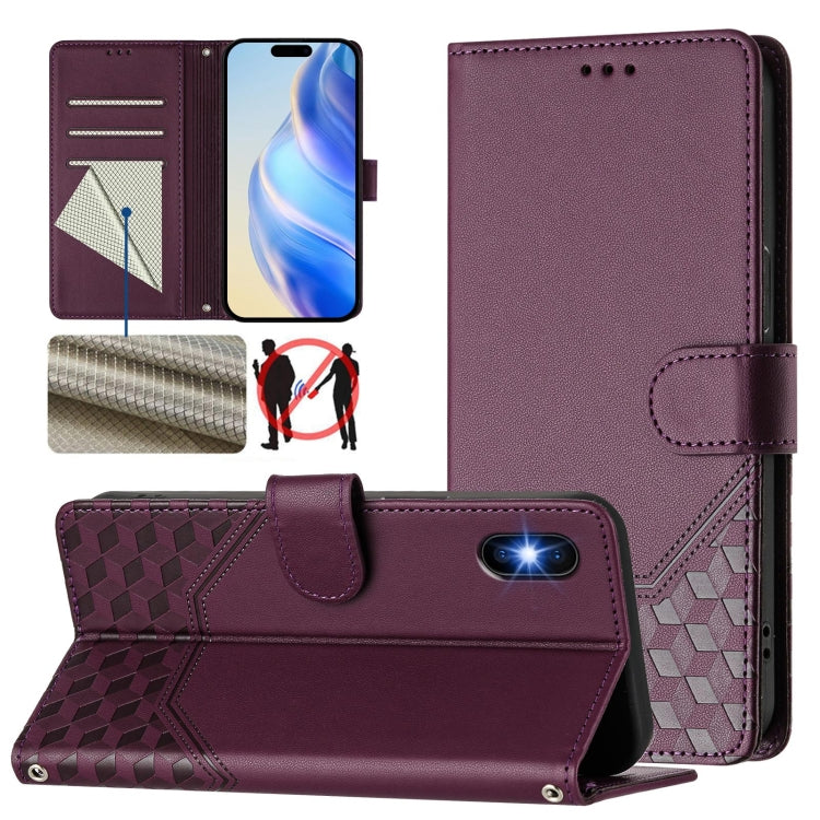 Wabenprägung RFID Leder-Handyhülle, Für iPhone 11 Pro Max, Für iPhone 11, Für iPhone 11 Pro, Für iPhone X / XS, Für iPhone XR, Für iPhone XS Max, Für iPhone 8 Plus / 7 Plus