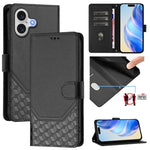RFID-Lederhandyhülle mit Wabenprägung, für iPhone 17e / 16e, für iPhone 17 Pro Max, für iPhone 17 Pro, für iPhone 17, für iPhone Air, für iPhone 16 Pro Max, für iPhone 16 Pro, für iPhone 16 Plus