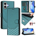 RFID-Lederhandyhülle mit Wabenprägung, für iPhone 17e / 16e, für iPhone 17 Pro Max, für iPhone 17 Pro, für iPhone 17, für iPhone Air, für iPhone 16 Pro Max, für iPhone 16 Pro, für iPhone 16 Plus