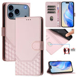 RFID-Lederhandyhülle mit Wabenprägung, für iPhone 17e / 16e, für iPhone 17 Pro Max, für iPhone 17 Pro, für iPhone 17, für iPhone Air, für iPhone 16 Pro Max, für iPhone 16 Pro, für iPhone 16 Plus