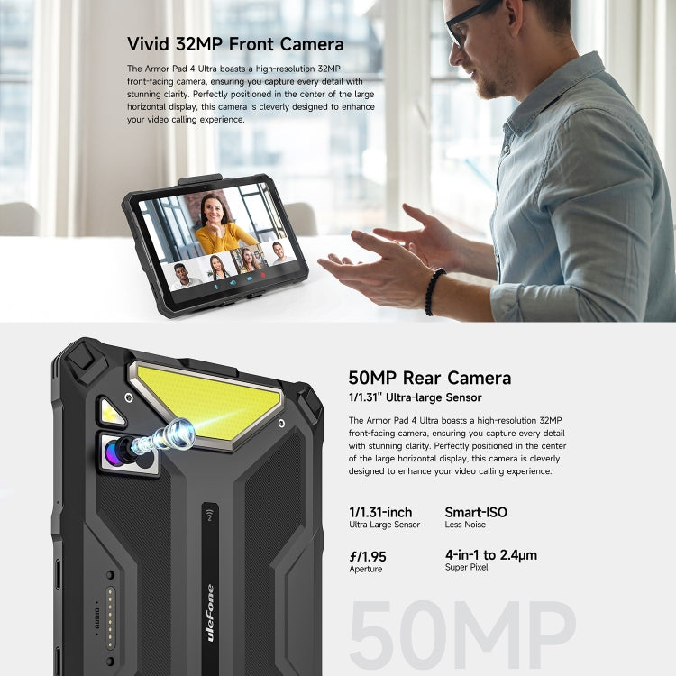 Ulefone Armor Pad 4 Ultra Thermal Version Robustes Tablet, 10,36 Zoll Android 14 MediaTek Dimensity 6300 Octa Core 5G Netzwerk, EU-Stecker, Armor Pad 4 Ultra Wärmebildkamera
