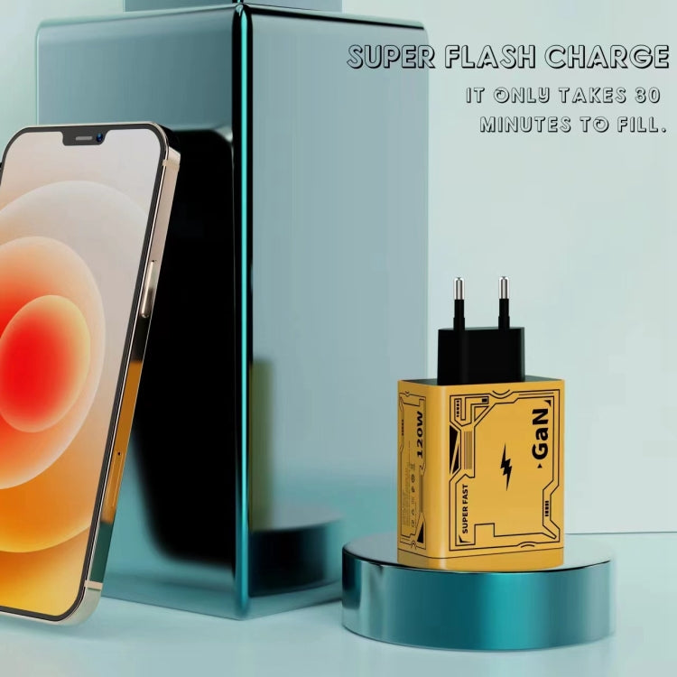 HX111 120W USB, Type-C GaN Ultra-Schnellladegerät, US-Stecker, EU-Stecker, UK-Stecker