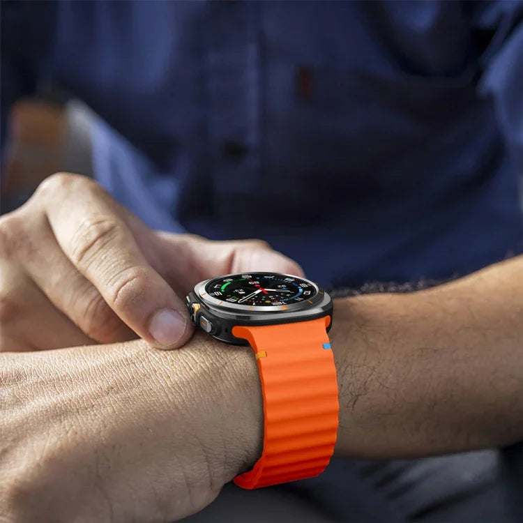 Silikonarmband mit Wellenmuster und Ziernähten, für Samsung Galaxy Watch Ultra 47 mm / Ultra 2025