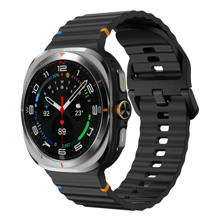 Silikonarmband mit Wellenmuster und Ziernähten, für Samsung Galaxy Watch Ultra 47 mm / Ultra 2025