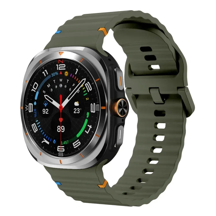 Silikonarmband mit Wellenmuster und Ziernähten, für Samsung Galaxy Watch Ultra 47 mm / Ultra 2025