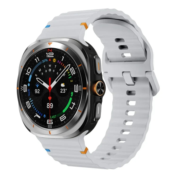 Silikonarmband mit Wellenmuster und Ziernähten, für Samsung Galaxy Watch Ultra 47 mm / Ultra 2025