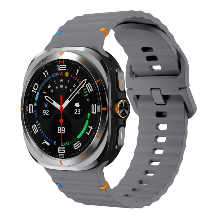 Silikonarmband mit Wellenmuster und Ziernähten, für Samsung Galaxy Watch Ultra 47 mm / Ultra 2025