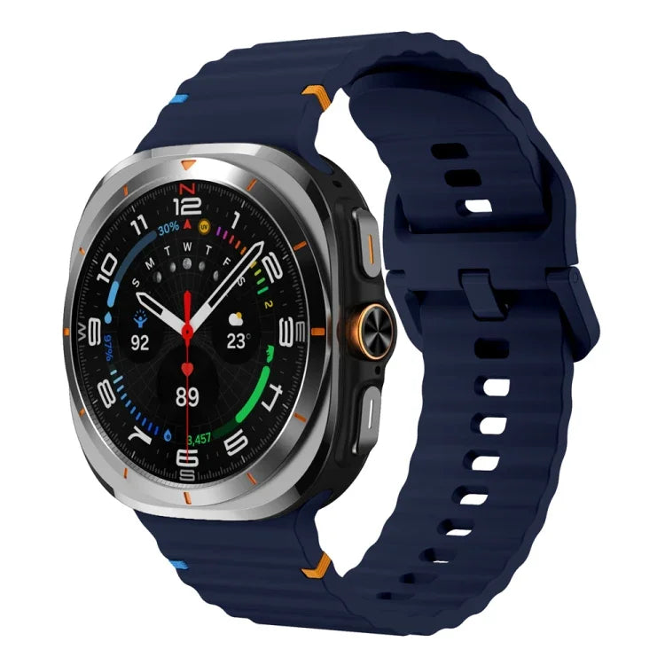 Silikonarmband mit Wellenmuster und Ziernähten, für Samsung Galaxy Watch Ultra 47 mm / Ultra 2025