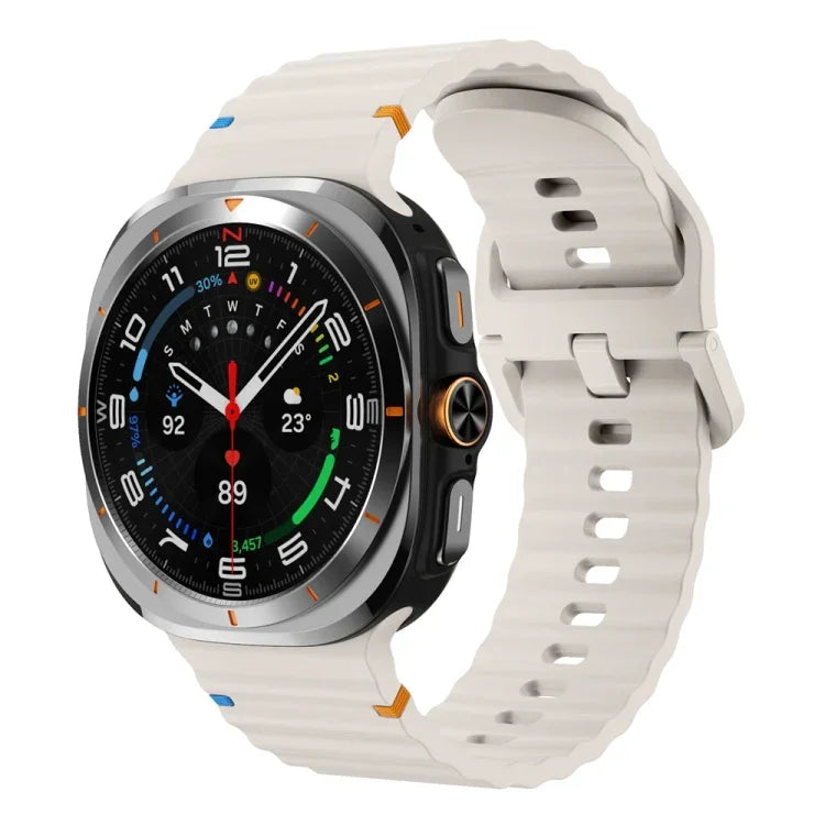 Silikonarmband mit Wellenmuster und Ziernähten, für Samsung Galaxy Watch Ultra 47 mm / Ultra 2025