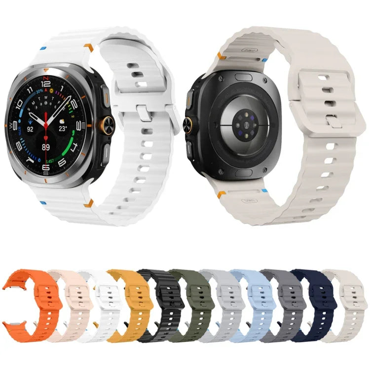 Silikonarmband mit Wellenmuster und Ziernähten, für Samsung Galaxy Watch Ultra 47 mm / Ultra 2025