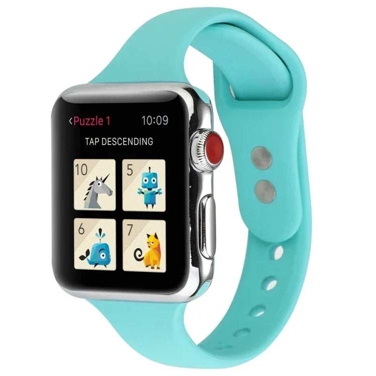 Thin Silicone Double Buckle Replacement Wrist Strap, For Apple Watch Series 7 41mm / 6 & SE & 5 & 4 40mm / 3 & 2 & 1 38mm, For Apple Watch Series 8&7 41mm / SE 2&6&SE&5&4 40mm / 3&2&1 38mm