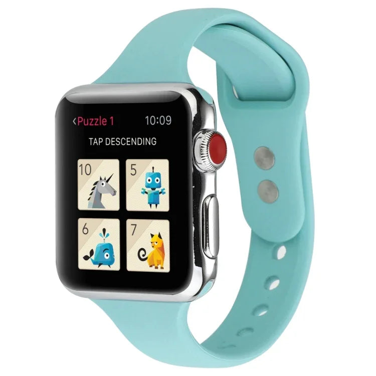 Thin Silicone Double Buckle Replacement Wrist Strap, For Apple Watch Series 7 41mm / 6 & SE & 5 & 4 40mm / 3 & 2 & 1 38mm, For Apple Watch Series 8&7 41mm / SE 2&6&SE&5&4 40mm / 3&2&1 38mm