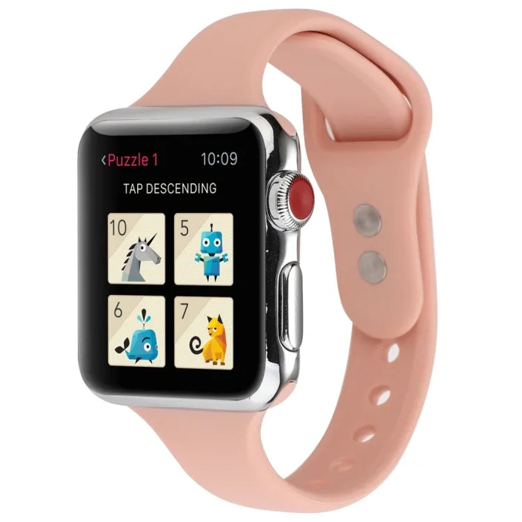 Thin Silicone Double Buckle Replacement Wrist Strap, For Apple Watch Series 7 41mm / 6 & SE & 5 & 4 40mm / 3 & 2 & 1 38mm, For Apple Watch Series 8&7 41mm / SE 2&6&SE&5&4 40mm / 3&2&1 38mm