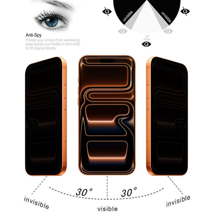 Hochtransparente, vollflächige Anti-Spionage-Hartglasfolie, für iPhone 17 Pro Max, für iPhone 17 Pro, für iPhone 17, für iPhone Air, für iPhone 16 Pro Max, für iPhone 16 Pro, für iPhone 16 Plus, für iPhone 16