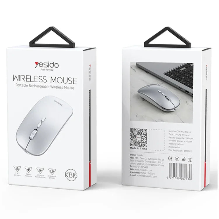 Yesido KB15 Slim 2.4G Wiederaufladbare kabellose optische Maus, KB15