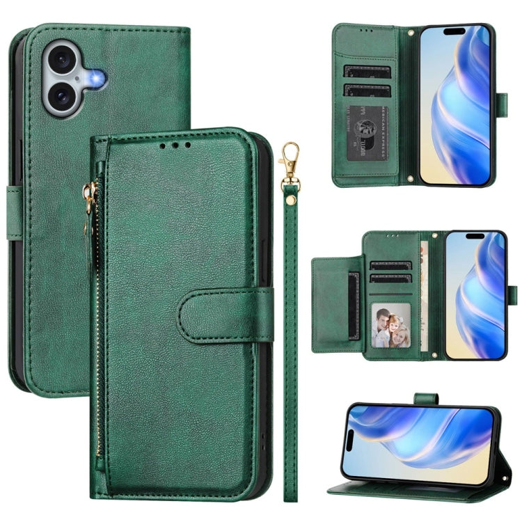 Multi-Kartenfächer Reißverschluss-Brieftasche Leder Handyhülle, Für iPhone 17e / 16e, Für iPhone 17 Pro Max, Für iPhone 17 Pro, Für iPhone 17, Für iPhone Air, Für iPhone 16 Pro Max, Für iPhone 16 Pro, Für iPhone 16 Plus