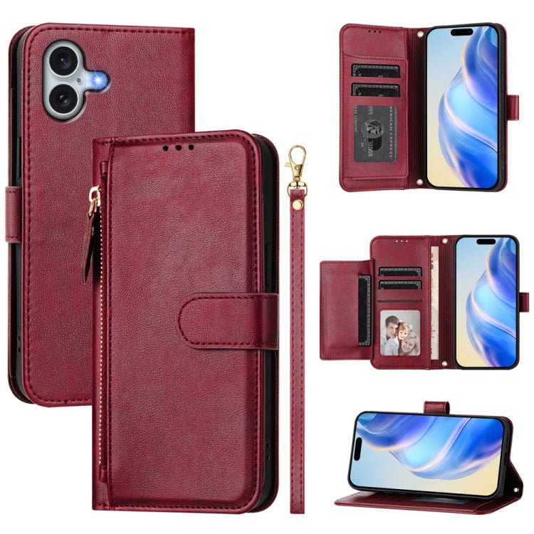 Multi-Kartenfächer Reißverschluss-Brieftasche Leder Handyhülle, Für iPhone 17e / 16e, Für iPhone 17 Pro Max, Für iPhone 17 Pro, Für iPhone 17, Für iPhone Air, Für iPhone 16 Pro Max, Für iPhone 16 Pro, Für iPhone 16 Plus