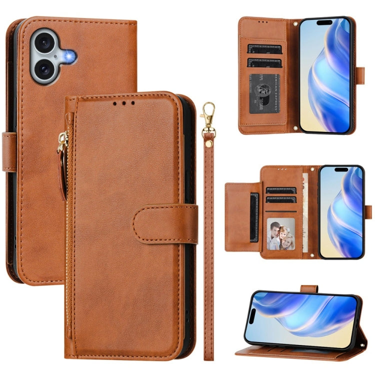 Multi-Kartenfächer Reißverschluss-Brieftasche Leder Handyhülle, Für iPhone 17e / 16e, Für iPhone 17 Pro Max, Für iPhone 17 Pro, Für iPhone 17, Für iPhone Air, Für iPhone 16 Pro Max, Für iPhone 16 Pro, Für iPhone 16 Plus