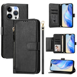 Multi-Kartenfächer Reißverschluss-Geldbörse Leder-Handyhülle, für iPhone 16, für iPhone 15 Pro Max, für iPhone 15 Pro, für iPhone 15 Plus, für iPhone 15, für iPhone 14 Plus, für iPhone 14 / 13, für iPhone 14 Pro